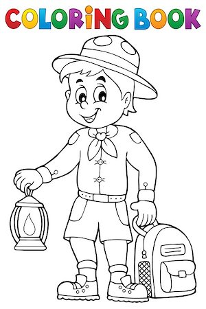 simsearch:400-08918506,k - Coloring book scout boy theme 3 - eps10 vector illustration. Stock Photo - Budget Royalty-Free & Subscription, Code: 400-08918467