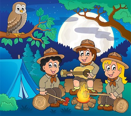 simsearch:400-08918506,k - Children scouts theme image 5 - eps10 vector illustration. Stock Photo - Budget Royalty-Free & Subscription, Code: 400-08918463