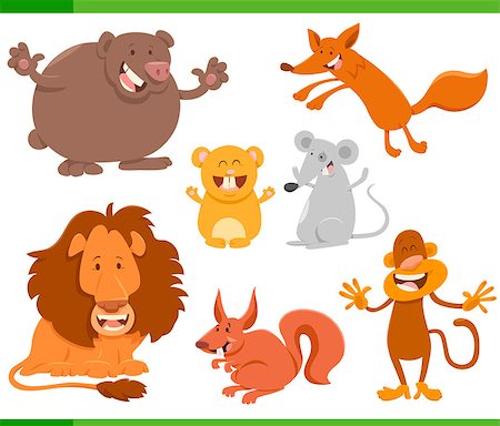 simsearch:400-08625451,k - Cartoon Illustration of Cheerful Animal Characters Set Stock Photo - Budget Royalty-Free & Subscription, Code: 400-08918584