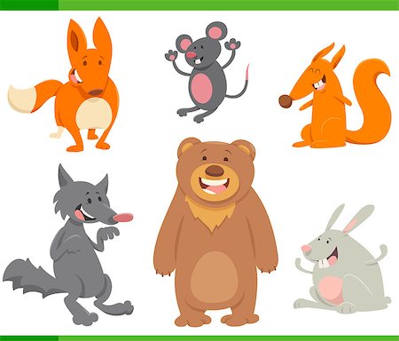 simsearch:400-08919086,k - Cartoon Illustration of Funny Animal Characters Set Foto de stock - Super Valor sin royalties y Suscripción, Código: 400-08918581