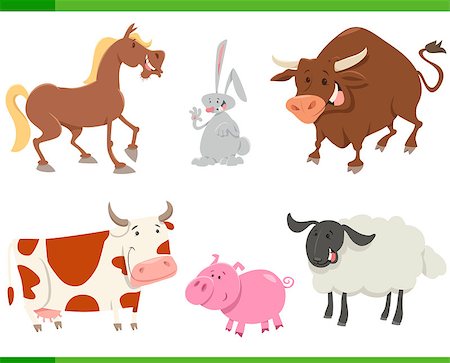 simsearch:400-09050259,k - Cartoon Illustration of Cute Farm Animals Set Foto de stock - Royalty-Free Super Valor e Assinatura, Número: 400-08918594