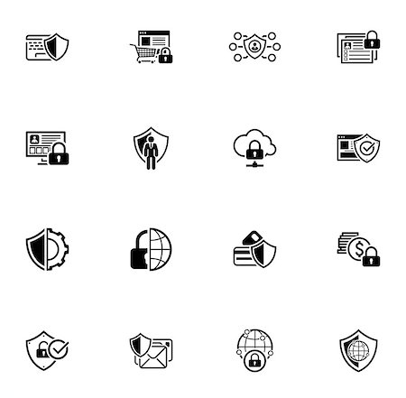 simsearch:400-08408734,k - Flat Design Protection and Security Icons Set. Isolated Illustration. Stockbilder - Microstock & Abonnement, Bildnummer: 400-08918659