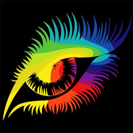 simsearch:400-08403707,k - Human eye in spectrum colors close-up isolated on the black background, vector illustration Foto de stock - Royalty-Free Super Valor e Assinatura, Número: 400-08918670