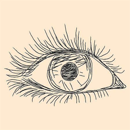 eyes makeup sketch - Human eye, hand drawn vector sketch on the beige background Stock Photo - Budget Royalty-Free & Subscription, Code: 400-08918671