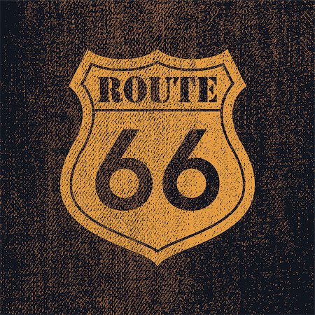 simsearch:400-05714567,k - Denim Route 66 - Vintage roadsign illustration Photographie de stock - Aubaine LD & Abonnement, Code: 400-08918703