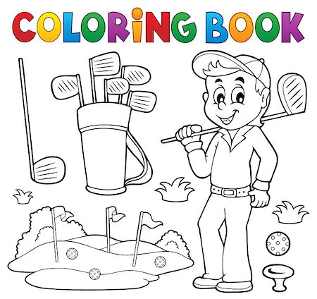 Coloring book with golf theme - eps10 vector illustration. Foto de stock - Super Valor sin royalties y Suscripción, Código: 400-08918918