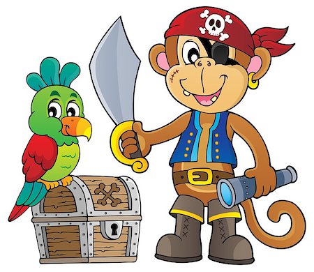 simsearch:400-04589554,k - Pirate monkey topic 1 - eps10 vector illustration. Photographie de stock - Aubaine LD & Abonnement, Code: 400-08918934