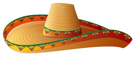 simsearch:6119-08351259,k - Sombrero Mexican Straw Hat with wide margins. Isolated on white vector illustration Photographie de stock - Aubaine LD & Abonnement, Code: 400-08918957