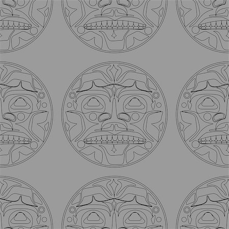 Vector illustration of the sun symbol. Modern stylization of North American and Canadian native art i with native ornament seamless pattern Stockbilder - Microstock & Abonnement, Bildnummer: 400-08919011