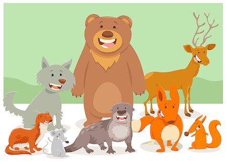 simsearch:400-07836427,k - Cartoon Illustration of Funny Wild Animal Characters Group Stock Photo - Budget Royalty-Free & Subscription, Code: 400-08919047