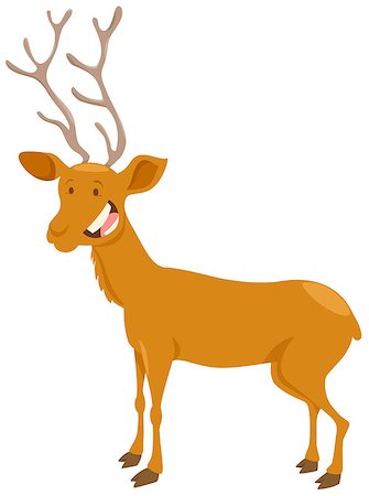 simsearch:400-09171923,k - Cartoon Illustration of Funny Deer Animal Character Photographie de stock - Aubaine LD & Abonnement, Code: 400-08919057