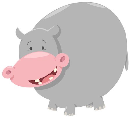 simsearch:400-08916376,k - Cartoon Illustration of Funny Hippopotamus Wild Animal Character Photographie de stock - Aubaine LD & Abonnement, Code: 400-08919074