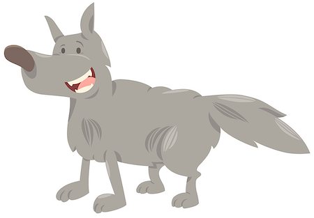 simsearch:400-08918154,k - Cartoon Illustration of Funny Grey Wolf Animal Character Fotografie stock - Microstock e Abbonamento, Codice: 400-08919084