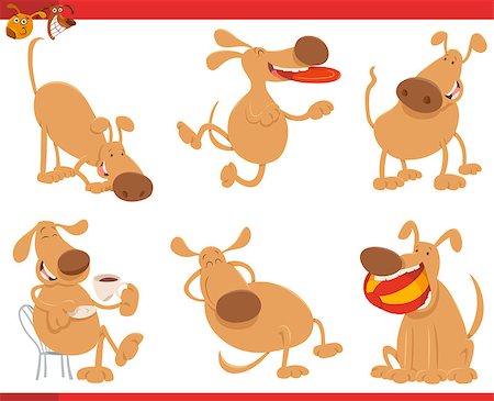simsearch:400-09049798,k - Cartoon Illustration of Cute Dogs or Puppies Pet Characters Set Photographie de stock - Aubaine LD & Abonnement, Code: 400-08919311
