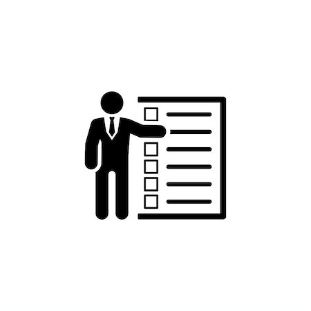 simsearch:400-07916759,k - Management Icon. Business Concept. A Man with List of Checkboxes. Flat Design. Isolated Illustration. App Symbol or UI element. Photographie de stock - Aubaine LD & Abonnement, Code: 400-08919394