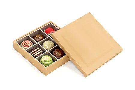 Gift box with a selection of chocolate pralines Stock Photo - Budget Royalty-Free & Subscription, Code: 400-08919455