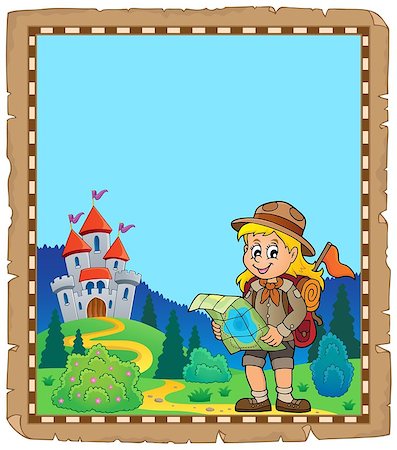 simsearch:400-08918506,k - Parchment with scout girl theme 4 - eps10 vector illustration. Stock Photo - Budget Royalty-Free & Subscription, Code: 400-08919535