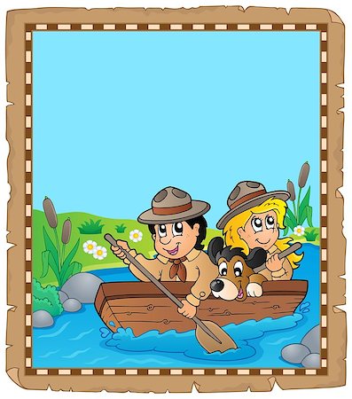 simsearch:400-08918506,k - Parchment with water scouts on river - eps10 vector illustration. Stock Photo - Budget Royalty-Free & Subscription, Code: 400-08919537