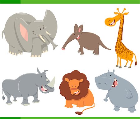 simsearch:400-09095574,k - Cartoon Illustration of Cute Safari Animal Characters Set Foto de stock - Super Valor sin royalties y Suscripción, Código: 400-08919609