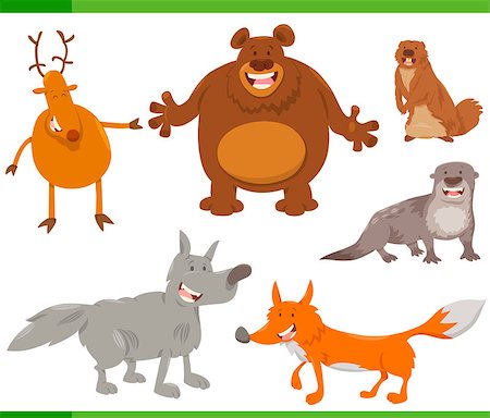 simsearch:400-07756958,k - Cartoon Illustration of Funny Forest Animal Characters Set Photographie de stock - Aubaine LD & Abonnement, Code: 400-08919611