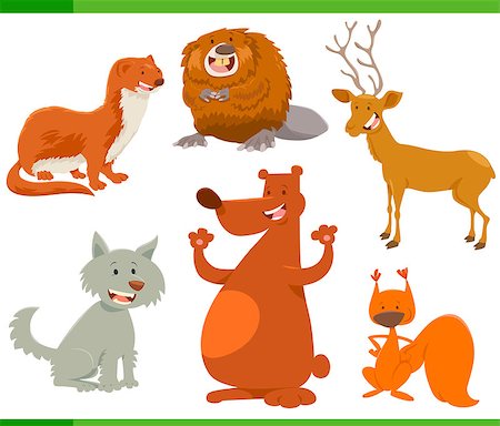 simsearch:400-08406201,k - Cartoon Illustration of Cute Forest Animal Characters Set Foto de stock - Super Valor sin royalties y Suscripción, Código: 400-08919612