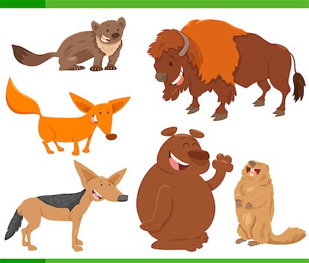 simsearch:400-08160258,k - Cartoon Illustration of Cute Wild Animal Characters Set Foto de stock - Super Valor sin royalties y Suscripción, Código: 400-08919613