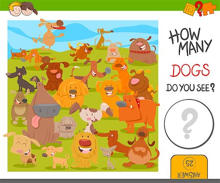 simsearch:400-09092454,k - Cartoon Illustration of Educational Counting Activity for Kids with Cute Dogs Animal Characters Stockbilder - Microstock & Abonnement, Bildnummer: 400-08919639