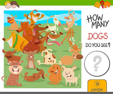 simsearch:400-09092454,k - Cartoon Illustration of Educational Counting Activity for Kids with Funny Dogs Animal Characters Stockbilder - Microstock & Abonnement, Bildnummer: 400-08919640