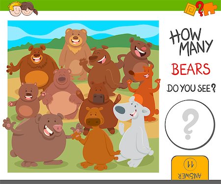 simsearch:400-09092454,k - Cartoon Illustration of Educational Counting Activity for Kids with Funny Bears Animal Characters Stockbilder - Microstock & Abonnement, Bildnummer: 400-08919641