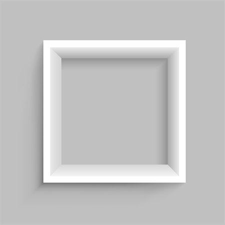 simsearch:400-08621223,k - Modern square plastic wooden or paper white shelf with shadow on gray background. Frame furniture design Stock Photo - Budget Royalty-Free & Subscription, Code: 400-08919667