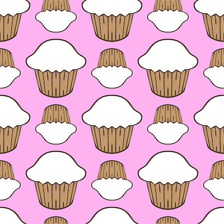 simsearch:400-08196602,k - White cream cupcake seamless pattern. Vector illustration Photographie de stock - Aubaine LD & Abonnement, Code: 400-08929709