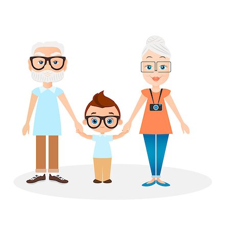 simsearch:400-08955829,k - Grandparents with grandson. Vector illustration eps 10 isolated on white background. Flat cartoon style Stock Photo - Budget Royalty-Free & Subscription, Code: 400-08929749