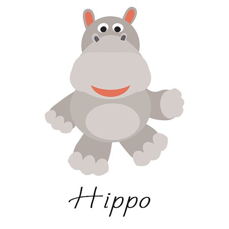 simsearch:400-08935822,k - Hippos wild cartoon animal vector illustration on white. Stock Photo - Budget Royalty-Free & Subscription, Code: 400-08929742