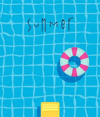 simsearch:400-08378379,k - Summer pool poster with pool swimming ring, bright colorful modern style Stockbilder - Microstock & Abonnement, Bildnummer: 400-08929817