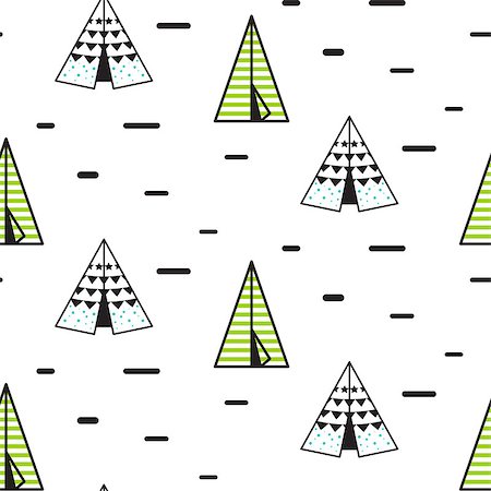 Teepee tent vector seamless pattern for children. Indian wigwam background for kid fabric and apparel. Stock Photo - Budget Royalty-Free & Subscription, Code: 400-08929917