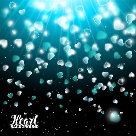 Valentine's Day Blur and Glow White Falling shine Hearts. Beautiful Blue Background. Design Element defocused light in heart shape no size limit Vector Illustration. Stockbilder - Microstock & Abonnement, Bildnummer: 400-08929952