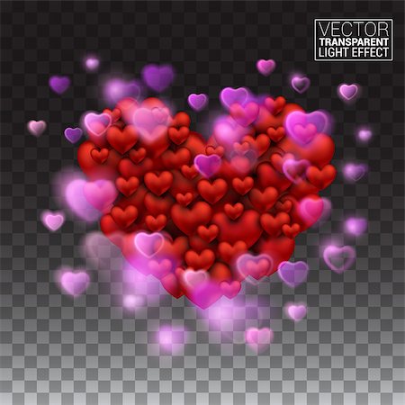 simsearch:400-08929960,k - Glow light effect. Abstract Light Heart explosion Shining beautiful valentines day. Vector Illustration on transparent background. Photographie de stock - Aubaine LD & Abonnement, Code: 400-08929968