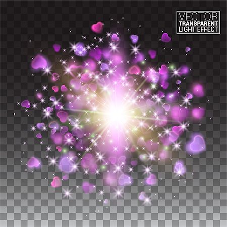 simsearch:400-08929960,k - Happy Valentine's Day hearts on a transparent background. Abstract Light Heart explosion Shining beautiful valentines day. Vector illustration. Photographie de stock - Aubaine LD & Abonnement, Code: 400-08929975