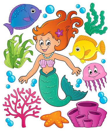 fantasy fish art - Mermaid topic set 1 - eps10 vector illustration. Stock Photo - Budget Royalty-Free & Subscription, Code: 400-08920056