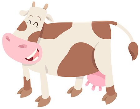 simsearch:400-04899633,k - Cartoon Illustration of Spotted Cow Farm Animal Character Stockbilder - Microstock & Abonnement, Bildnummer: 400-08920117