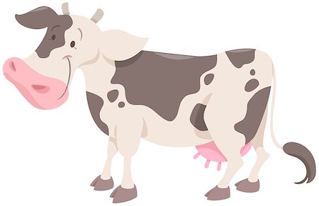 simsearch:400-04899633,k - Cartoon Illustration of Spotted Cow Farm Animal Stockbilder - Microstock & Abonnement, Bildnummer: 400-08920118