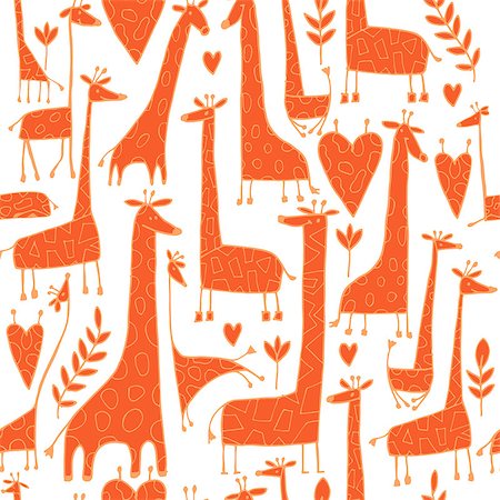 simsearch:400-04604858,k - Funny giraffes sketch, seamless pattern your design. Vector illustration Photographie de stock - Aubaine LD & Abonnement, Code: 400-08934051