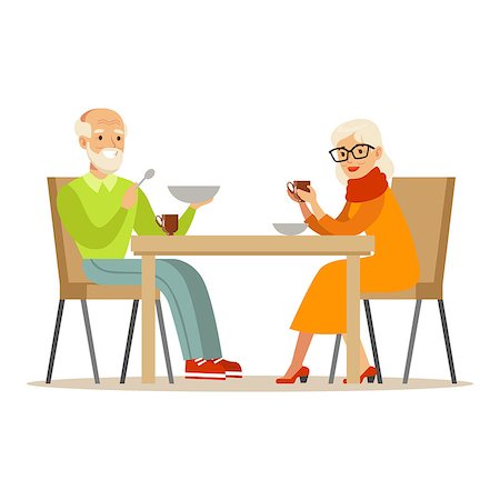 Grandfather And Grandmother Having Dinner, Part Of Grandparents Having Fun With Grandchildren Series. Different Generations Of Family Enjoying Time Together Vector Cartoon Illustration. Stock Photo - Budget Royalty-Free & Subscription, Code: 400-08934074