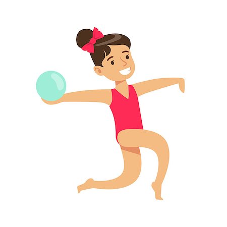 Little Girl Doing Rhythmic Gymnastics Exercise With Ball In Class, Future Sports Professional. Small Happy Kid And Adorable Stage Performance Vector Illustration. Stock Photo - Budget Royalty-Free & Subscription, Code: 400-08934085