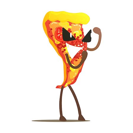 simsearch:400-08554549,k - Margarita Pizza Slice Street Fighter, Fast Food Bad Guy Cartoon Character Fighting Illustration. Junk Food Menu Item With Evil Face Looking For A Fight Vector Drawing. Fotografie stock - Microstock e Abbonamento, Codice: 400-08934189