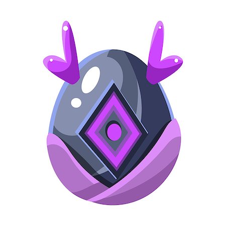 simsearch:400-08934242,k - Grey Egg With Purple Horns And Square Decoration, Fantastic Natural Element Egg-Shaped Bright Color Vector Icon. Video Game Template Item For Magic Flash Game Design Constructor Isolated Cartoon Object. Stock Photo - Budget Royalty-Free & Subscription, Code: 400-08934244