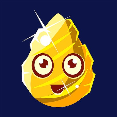 simsearch:400-08934242,k - Golden Egg-Shaped Cute Fantastic Character With Big Eyes Vector Emoji Icon. Video Game Template Item For Magic Flash Game Design Constructor Isolated Cartoon Object. Stock Photo - Budget Royalty-Free & Subscription, Code: 400-08934240