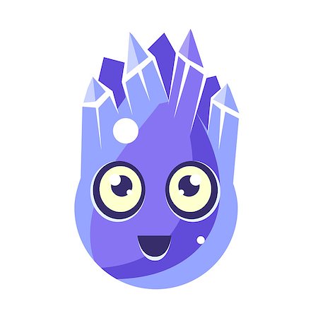 simsearch:400-08934240,k - Blue Crystal Ice Element, Egg-Shaped Cute Fantastic Character With Big Eyes Vector Emoji Icon. Video Game Template Item For Magic Flash Game Design Constructor Isolated Cartoon Object. Stock Photo - Budget Royalty-Free & Subscription, Code: 400-08934242