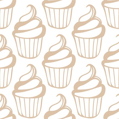 simsearch:400-08196602,k - White cream cupcake seamless light beige pattern. Vector illustration Photographie de stock - Aubaine LD & Abonnement, Code: 400-08934250