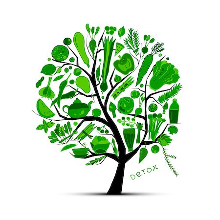 simsearch:400-07714506,k - Tree with green vegetables. Sketch for your design. Vector illustration Photographie de stock - Aubaine LD & Abonnement, Code: 400-08934253